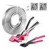 Steel Banding Strapping Kit, Heavy Duty Banding Sealer Tool with 60 M Binding Straps, 200 Metal Clasps, Manual Pallet Packaging Strapping Kit for