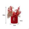 Chinese Flower Basket Ornament Arrangement Red Fruit Tree Celebration Bouquet for Festival