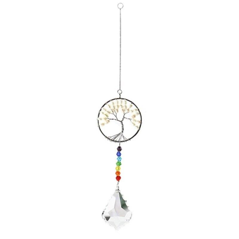 Prisme Arc-en-ciel Fenêtre Attrape-soleil En Cristal Arbre De Vie Amaxiu - Avec Prismes Et Cœur | Décoration Fenêtre Feng Shui Attrape Soleil Cristal Suspendu