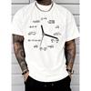 European Size Short Sleeve Men's Fashion Casual Trendy Street Style Graphic T Shirt with Clock Design Math Equations Formulas Numbers Symbols Pattern