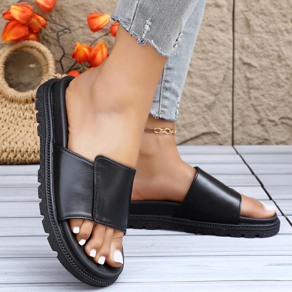 Plus-size Shoes, Thick-soled, Simple Design, Sandals, Slippers, Women's Shoes