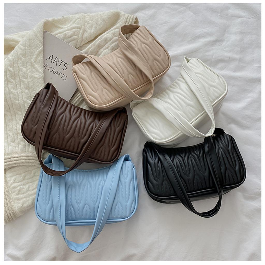2023 Shoulder Bag PU Tote Bag Handbag for Girl Women Underarm Bag Fashion Solid Color Trendy Bag Versatile Armpit Bag