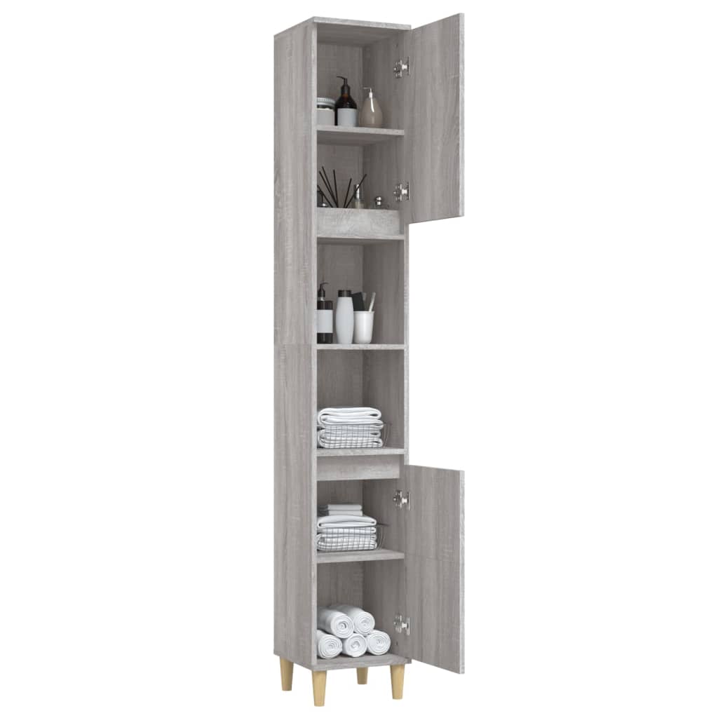 Bathroom Cabinet Gray Sonoma 30 X 30 X 190 Cm Particleboard