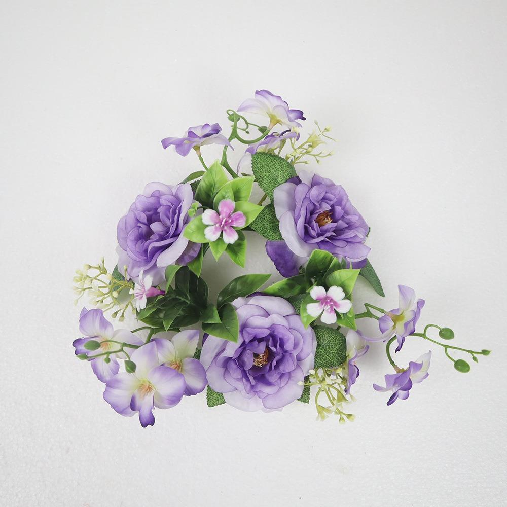 2026 Simulierter Kerzenständer-Kranz, Mini-Kunstblumen-Rhododendron-Kranz, Seidenkerzenring, Weihnachtsschmuck