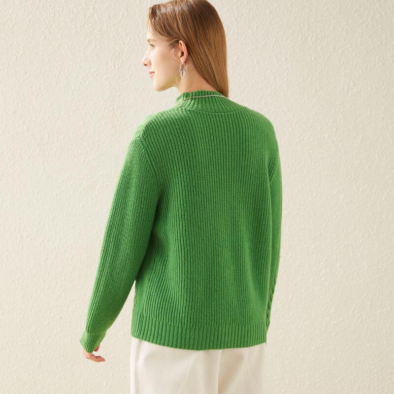 TUHUANG Women's Autumn/Winter Pure Wool Half-Turtleneck Knit Sweater