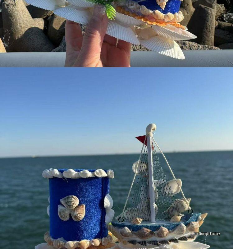 Medelhavssnäckskal Segelbåtsmodell Prydnad - Smooth Sailing Hantverkspresent Souvenir