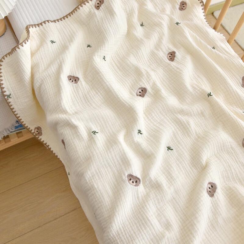 GPPNKC Forest Bear Baby Bubble Gauze Nap Blanket