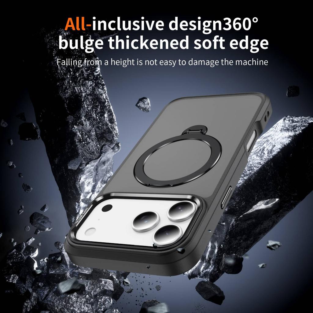 Magnetic Case for iPhone 17/16/15/14/13 Pro Max 12 with 360 Rotatable Ring Stand, Compatible with Magnetic Car Mount, Kickstand