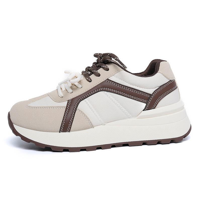 Dexun shoes new thick-soled heightened soft-soled lightweight dad shoes sports and leisure shoes 35 бежевый