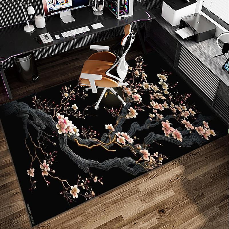 Elegant Floral Still Life Office Rug Chair Mat, Entryway Carpet, Suitable for Front Door, Bedroom, Living Room, Desk, Holiday Gift
