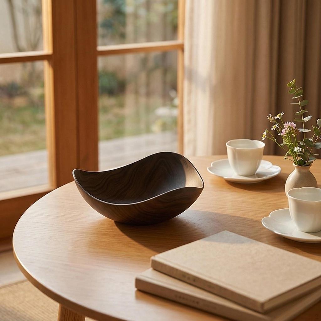 Serving Bowl Candy Snack Tray Imitation Wood Grain Fruit Dried Plate for Sandwich