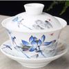 Chinese Hand Painted Kungfu Tea Set, Tureen Dehua, White Porcelain, Gaiwan, Pot Set for Travel, Fast Cup, High Quality