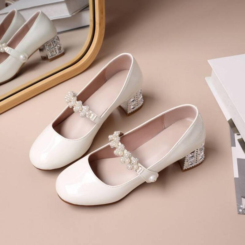 Neue Mädchen Einzelschuhe Schnalle Britische Studentenschuhe Vier Jahreszeiten Weiche Sohle Prinzessinnenschuhe Rindflechse Weiche Sohle Mädchen Kinder Lederschuhe