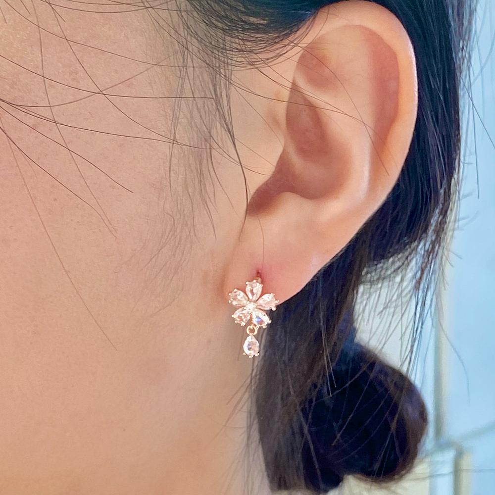 Monograph Kalia Earrings Mger032S 14K Gold Plated (Rose Gold + White Cubic Zirconia)
