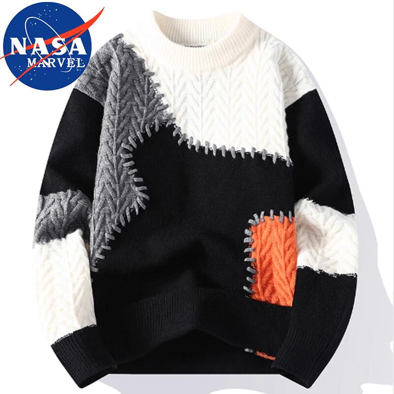 NASA MARVEL Men's Color-block Round Neck Sweater