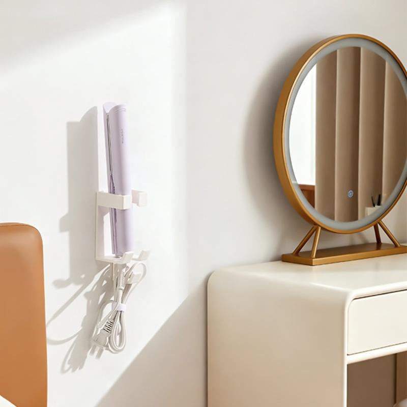 1Pcs Hair Curler Straightener Holder Wall Mounted Dryer Comb Organizer Punch Free Rack Bathroom Home Accessories Storage