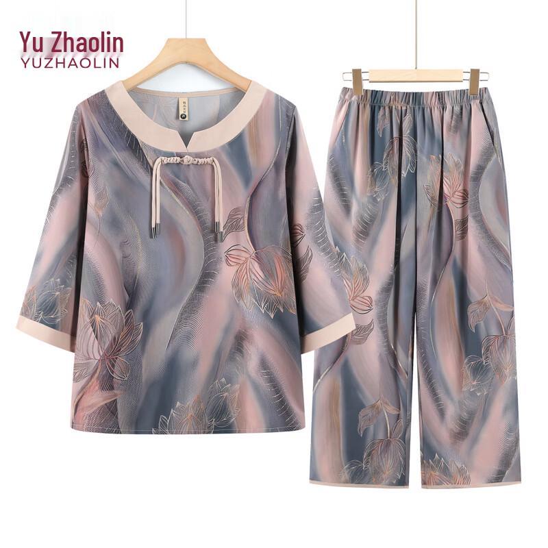 Yuzhaolin Mid-Sleeve New Chinese Style T-Shirt Set 4XL