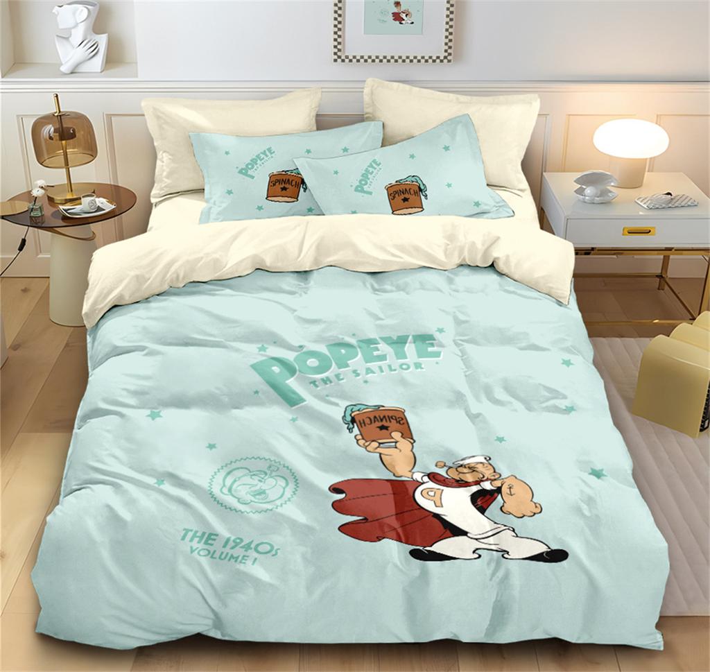 P-Popeye Anime Single Bedding Set Duvet Cover and Pillow Case,Microfibre 3D Digital Print 2 Piece Duvet Cover and Pillowcases