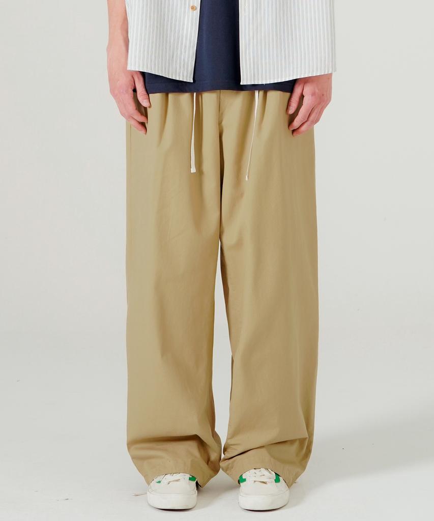 WV PROJECT Gabardine Cotton Elastic Waist Pants Beige Mjlp7786