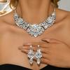 Women's Jewelry High-end Design Custom Full Diamond Crystal Necklace Earrings Set Bridal Wedding Alloy Chain Jewelry