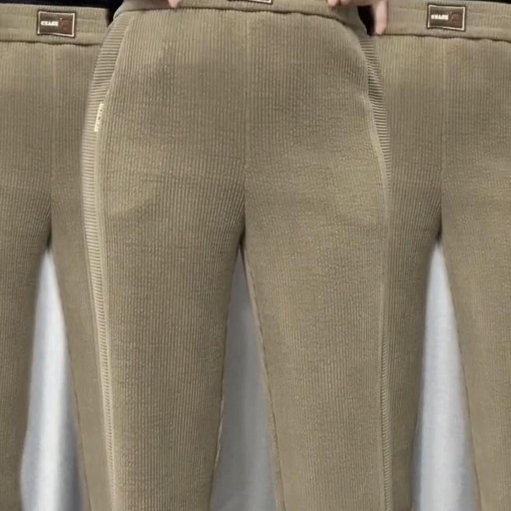 Damen High-Waist Fleecegefütterte Straight-Leg Hose, Herbst/Winter Mode, Verdickt für Wärme, Schlankmachend, Lockere Freizeitpassform