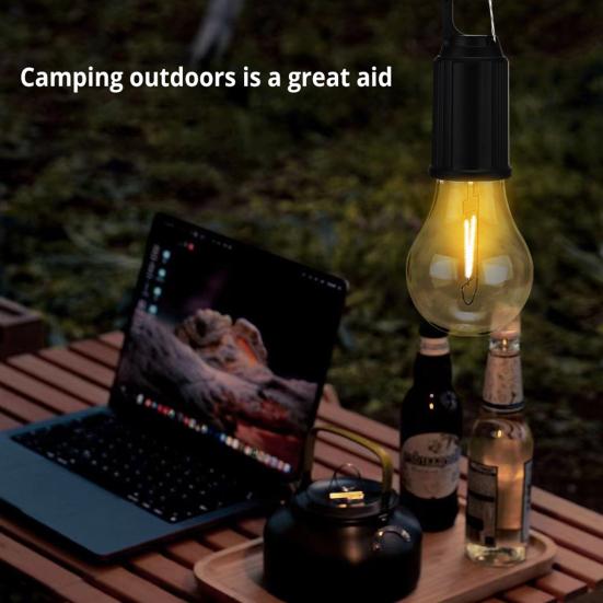 Outdoor Camping Lamp with Clip Hook 3 Lighting Modes Multifunctional Lighting Device Plastic LED Lantern Hanging Tent Light Tungsten