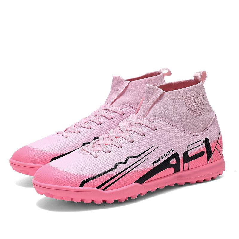 2 new men's and women's breathable high-top long and short nail football shoes fashionable non-slip sports shoes