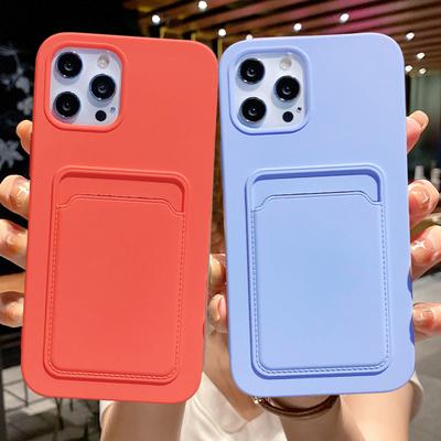 Silicone Card Holder Phone Case For Iphone 13 12 Pro Max 11 14pro Xr Xs Max X 14plus 13pro Soft Shockproof Bumper Back Cover