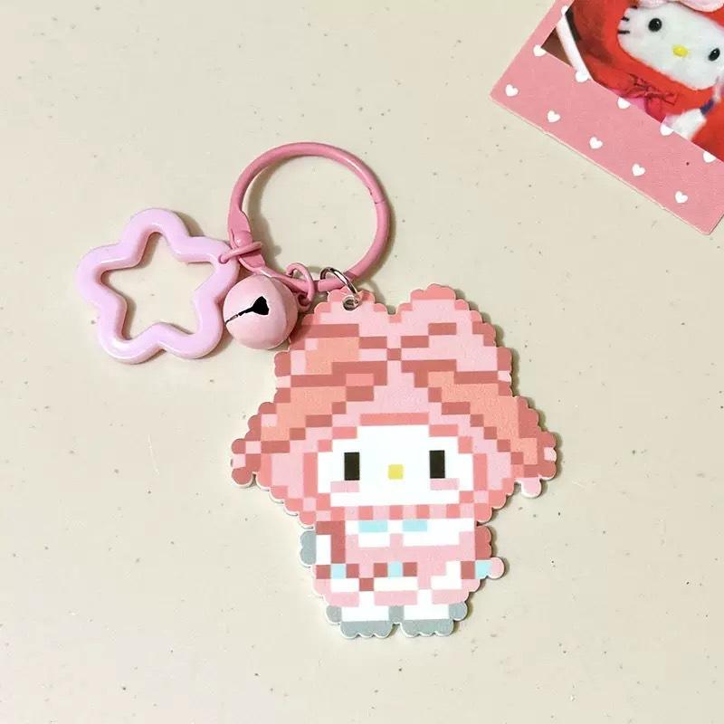 

Каваий Sanrio Hello Kitty Пиксельный акриловый кулон Брелок Милый мультяшный эскиз Брелок Студенческая сумка Подвесное украшение Подарок