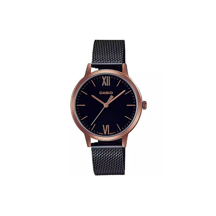 Casio Standard Series 30M Waterproof Quartz Movement Stainless Steel Strap Watch Black Dial Women watches LTPE157MRB1B Black