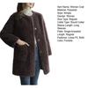 Winter Coat Round Neck Long Sleeve Single Breasted Plush Jacket with Pockets Solid Color Mid-length Imitation Fur Outerwear