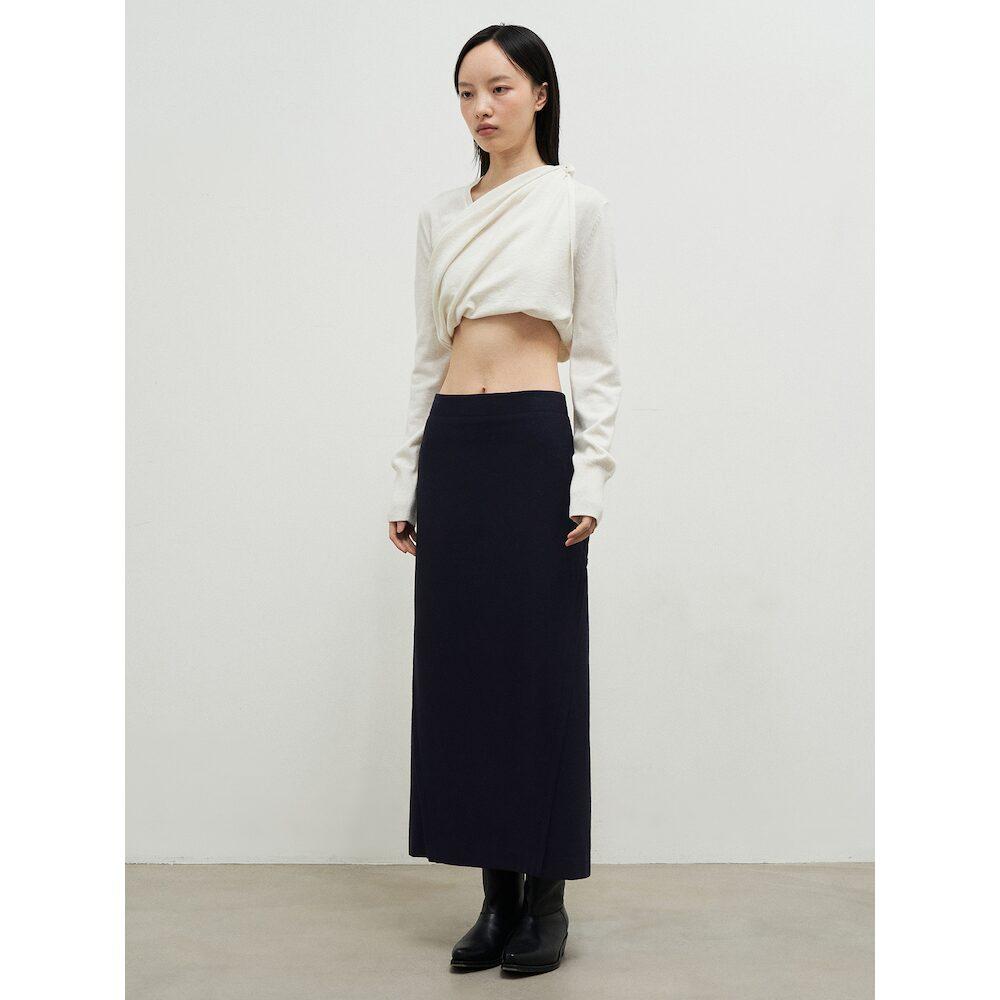 Anggae Back Tied Long Skirt Navy