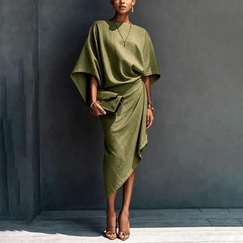 Elegant Slim Fit Solid Color Pleated Maxi Dress Women 2026 Office Casual Party