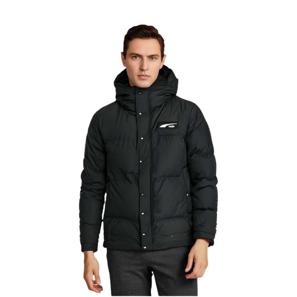 Puma Lässige Daunenjacke mit Kapuze und Druckknopf für den Winter, Unisex, Schwarz 534486-01