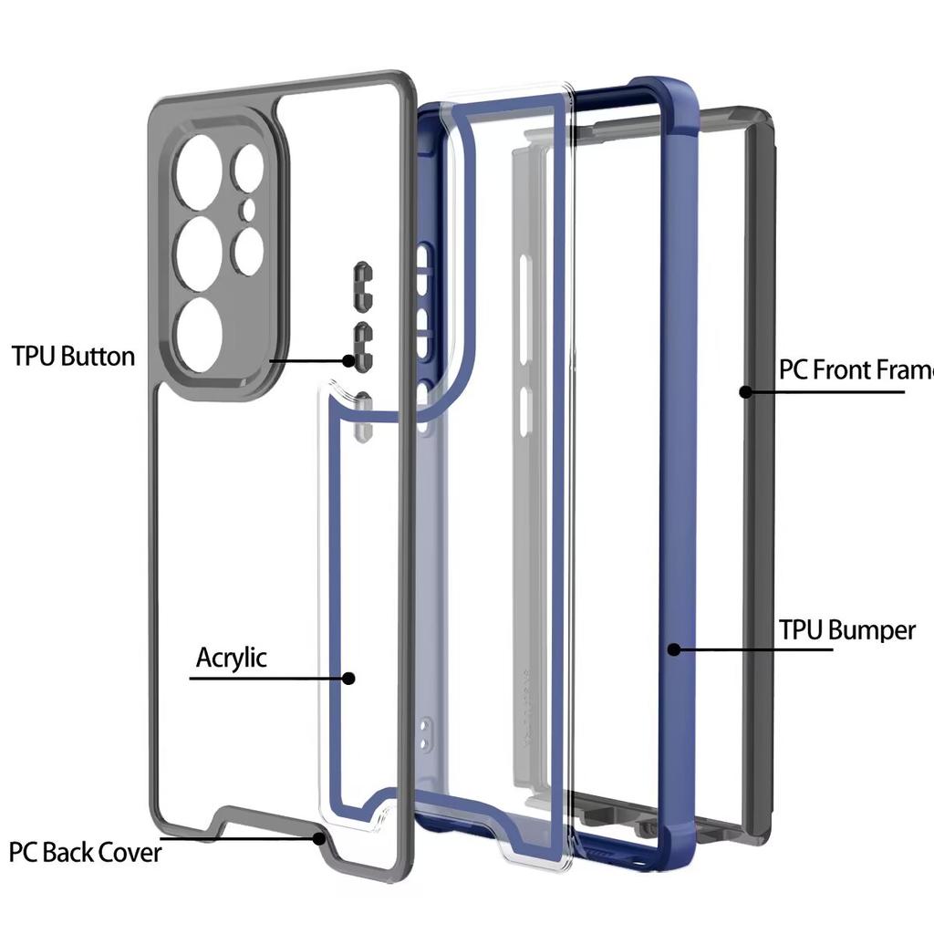 Luksusowe wytrzymałe etui 2w1 z przednią ramką PC i zderzakiem TPU, odporne na wstrząsy, ochronne etui na telefon Samsung Galaxy S25 S24 Ultra Plus