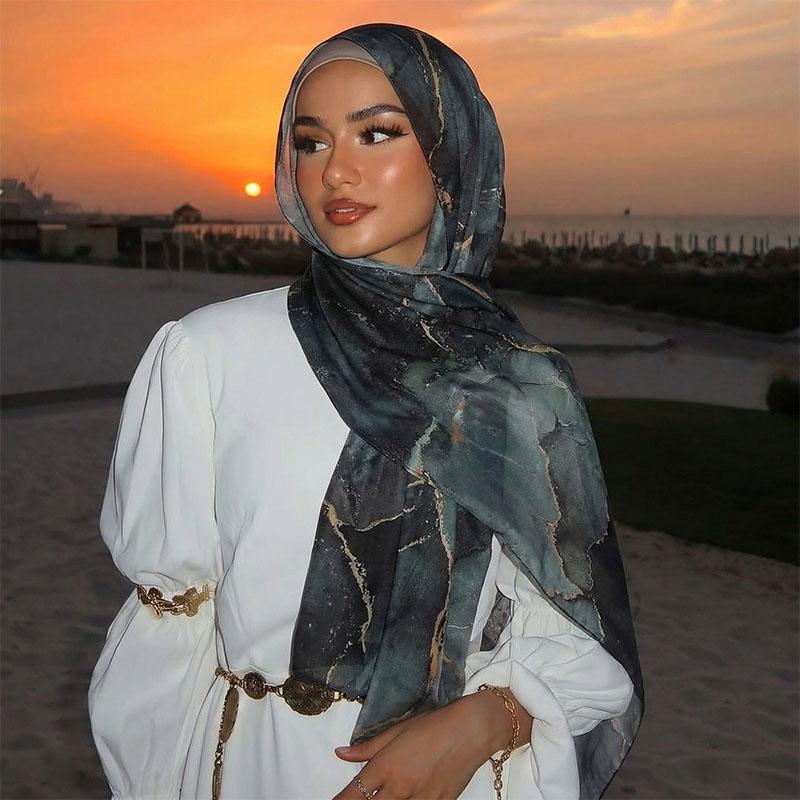 Watercolour Printed Modal Hijabs for Women Breathable Light Weight Cotton Viscose Scarf Soft Muslim Women Shawl Headscarf 2026