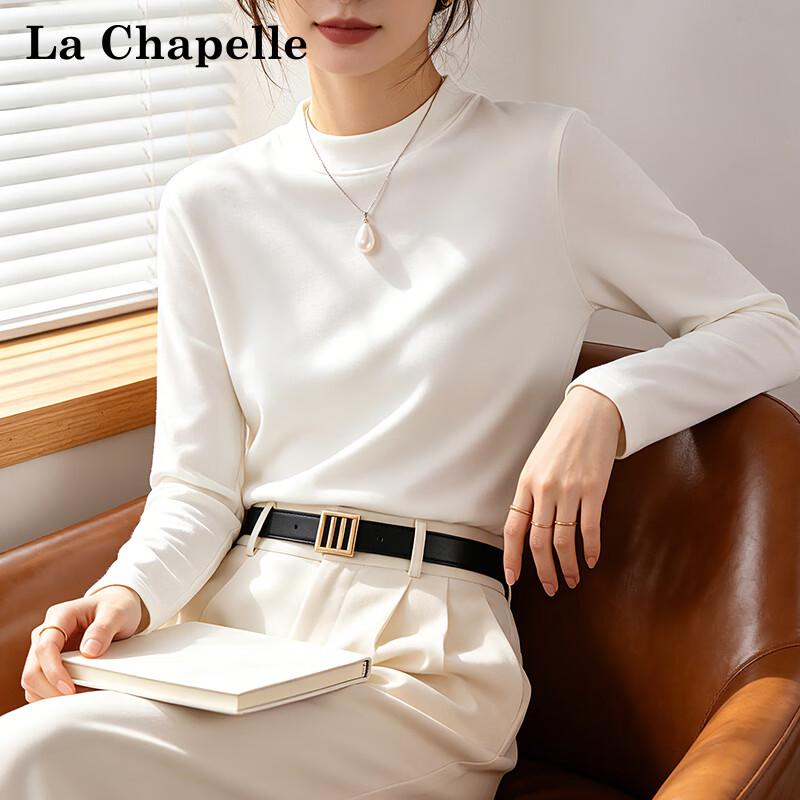 La Chapelle Women's Ribbed Thermal Mock Neck Long Sleeve T-Shirt