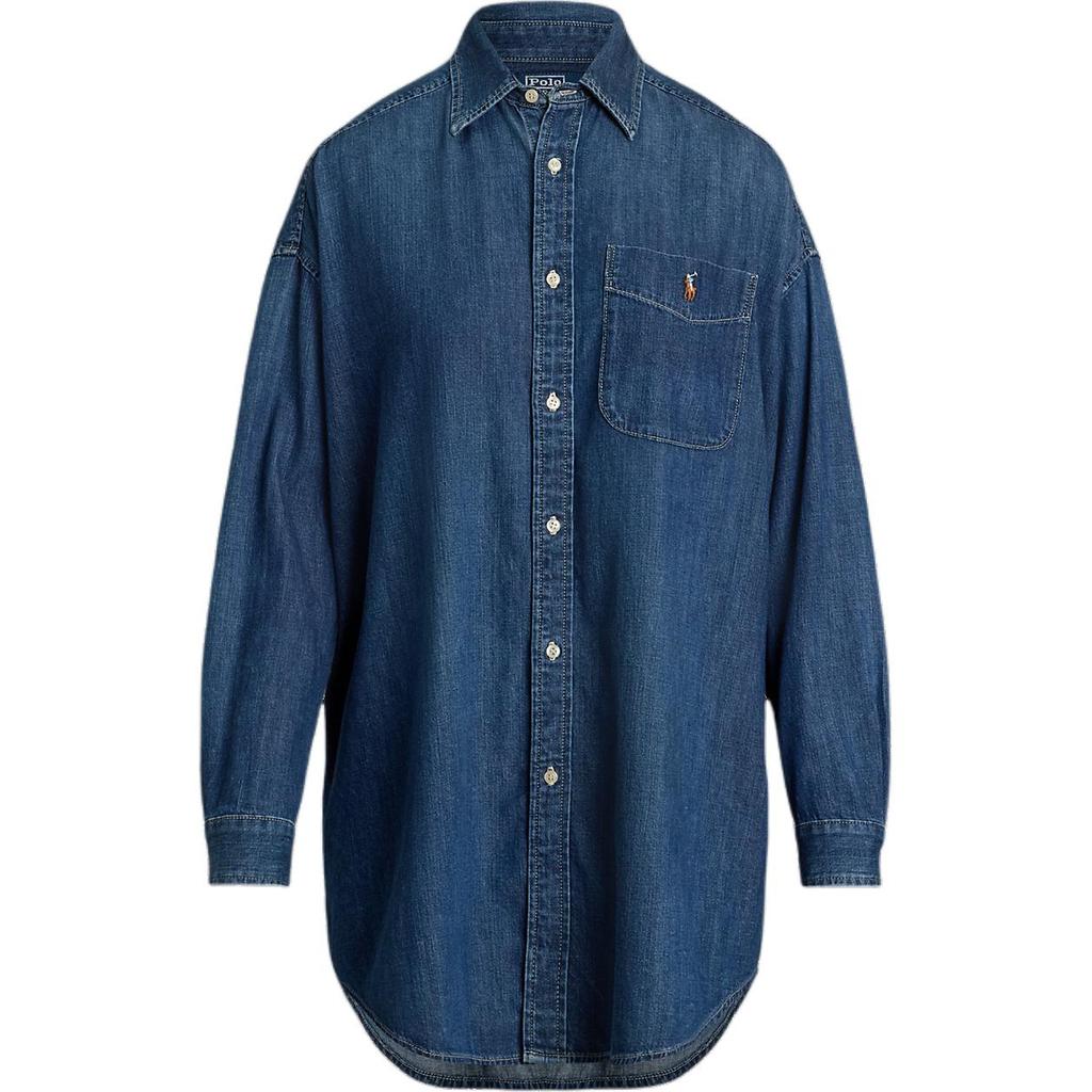 Polo Ralph Lauren Solid Color Button Down Long Sleeve Shirt Women Shirts Blue WMPOSHTNDO20734400