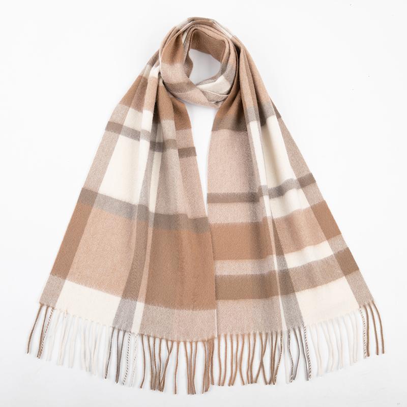 Red Bean Pure Cashmere Checkered Scarf for Women's Autumn and Winter Warm Scarf, Unisex Version