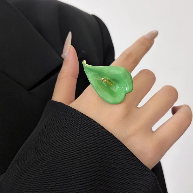 Delicate Floral Open Rings Calla Flower Adjustable Size Perfect For Layering And Gifting