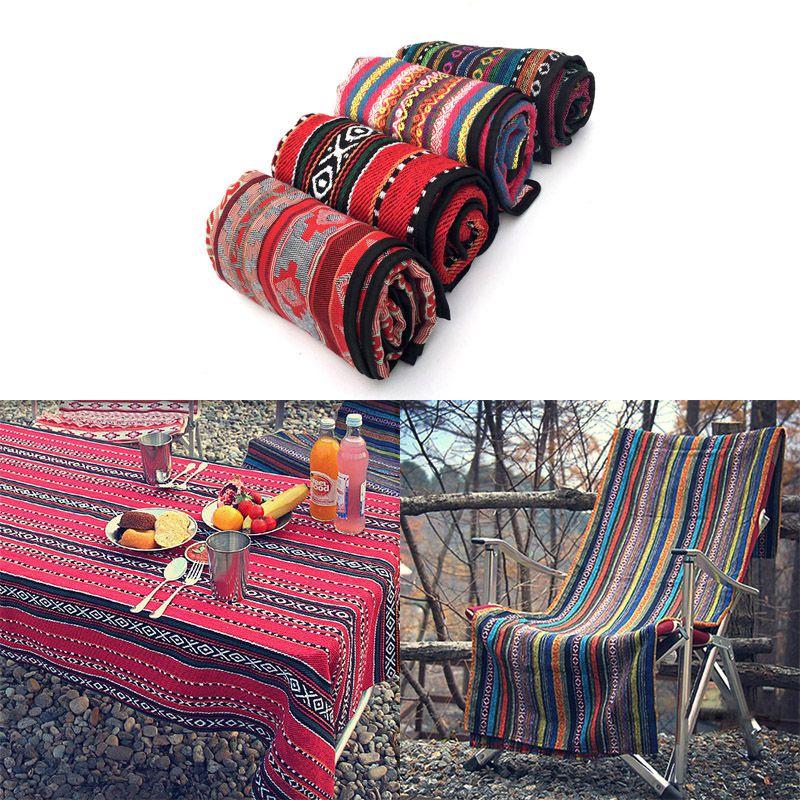 Premium Abstract Outdoor Picnic Tablecloth With Tribal Native American Print 43 X 55 Inches