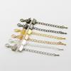 10pcs/lot Ribbon Leather Cord End Fastener Clasps With Chains Lobster Clasp Connectors For Bracelet DIY Jewelry Making Wholesale