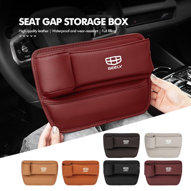 Leather Car Seat Gap Filler Organizer Console Crevice Storage Box For Geely Atlas pro Tugella Emgrand ec7 Coolray Geometry c gc9
