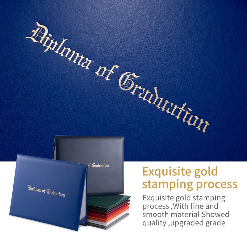 Custom Logo School A4 Blank PU Leather Diploma Cover with Gold/Silver Printing Certificate Diploma Certificate Cover Folder