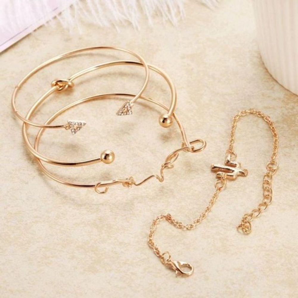 Student Trend All Women Friendship Layered Fashion Bracelet 4 Set