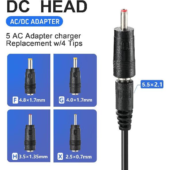 15V 1A~1.5A Adapter Charger Charging Cable Cord For Peak 450A 500A 600A 800A 1000A Auto Battery Booster Jump Starter, Compatible