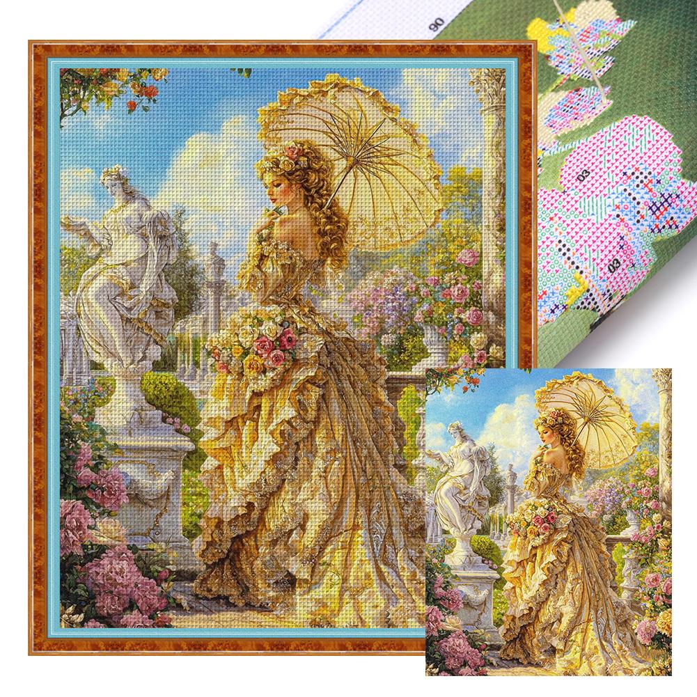 Kompletní vyšívací nit z ekologické bavlny 11CT tištěná sada pro dívčí křížkový steh Art Decor