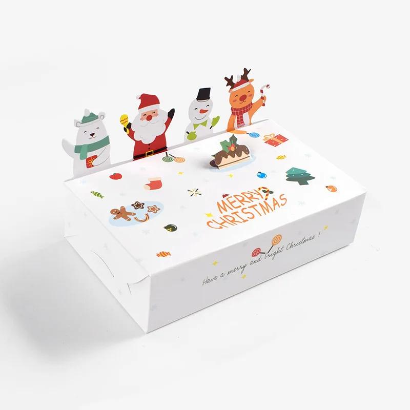 

10Pcs Merry Christmas Kraft Paper Candy Cookie Box Santa Claus Snowman Christmas Tree Pattern Accompanied By Gifts for Children