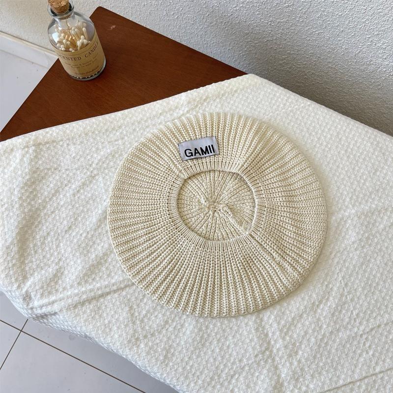 Zhao Lusi Same Style Korean Version Versatile Knit Beret For Women Winter Fashion Concave Shape Beret Peaked Cap Newsboy Hat Trendy