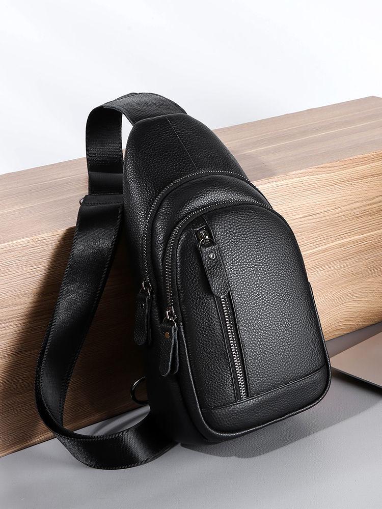 Men's Genuine Leather Crossbody Bag - Korean Style Casual Fashion Versatile Shoulder Bag